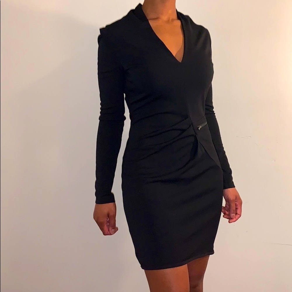 Little Black Dress, w/ plunge neck and Long Sleeve